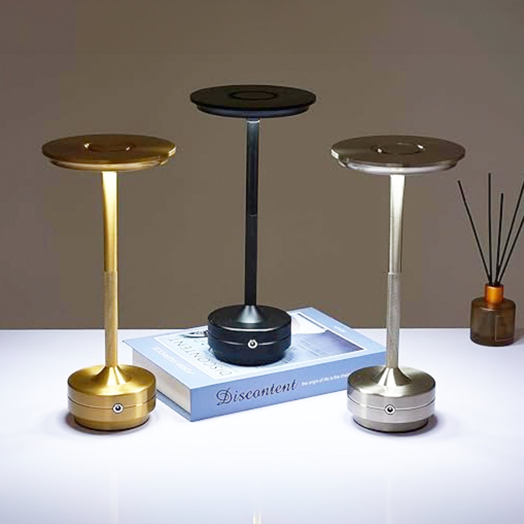 Halo Table Lamp • Silver • Rechargeable Battery • 2 Pack - Table Lamp - Haus of Interiors