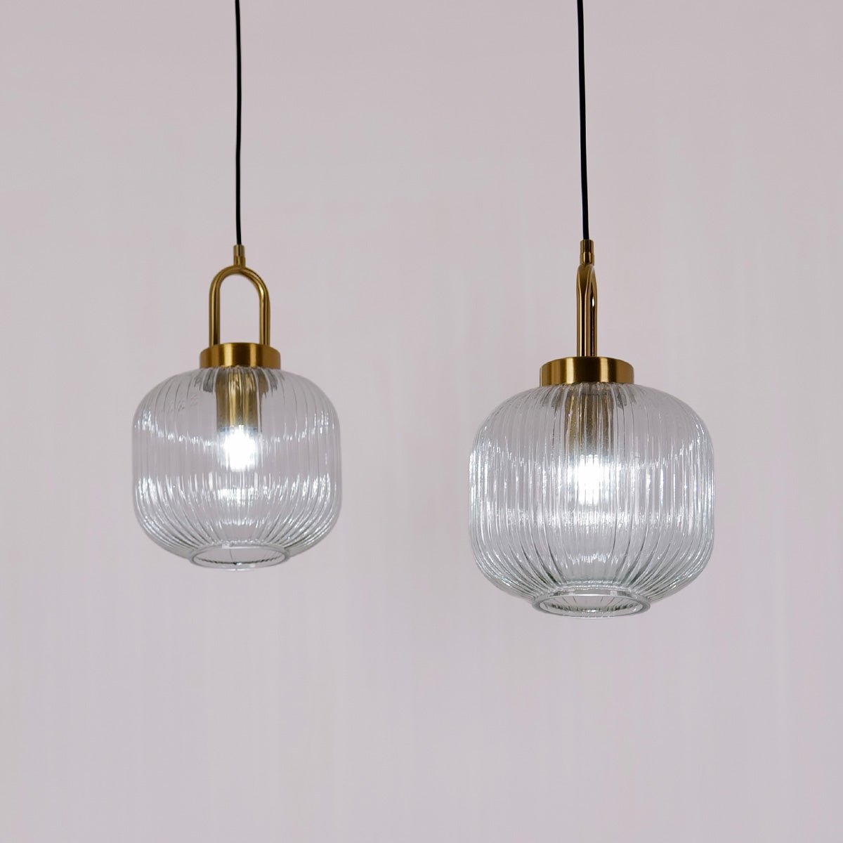 Italian Glass Ceiling Pendants • Clear • 2 Pack - Ceiling Light - Haus of Interiors