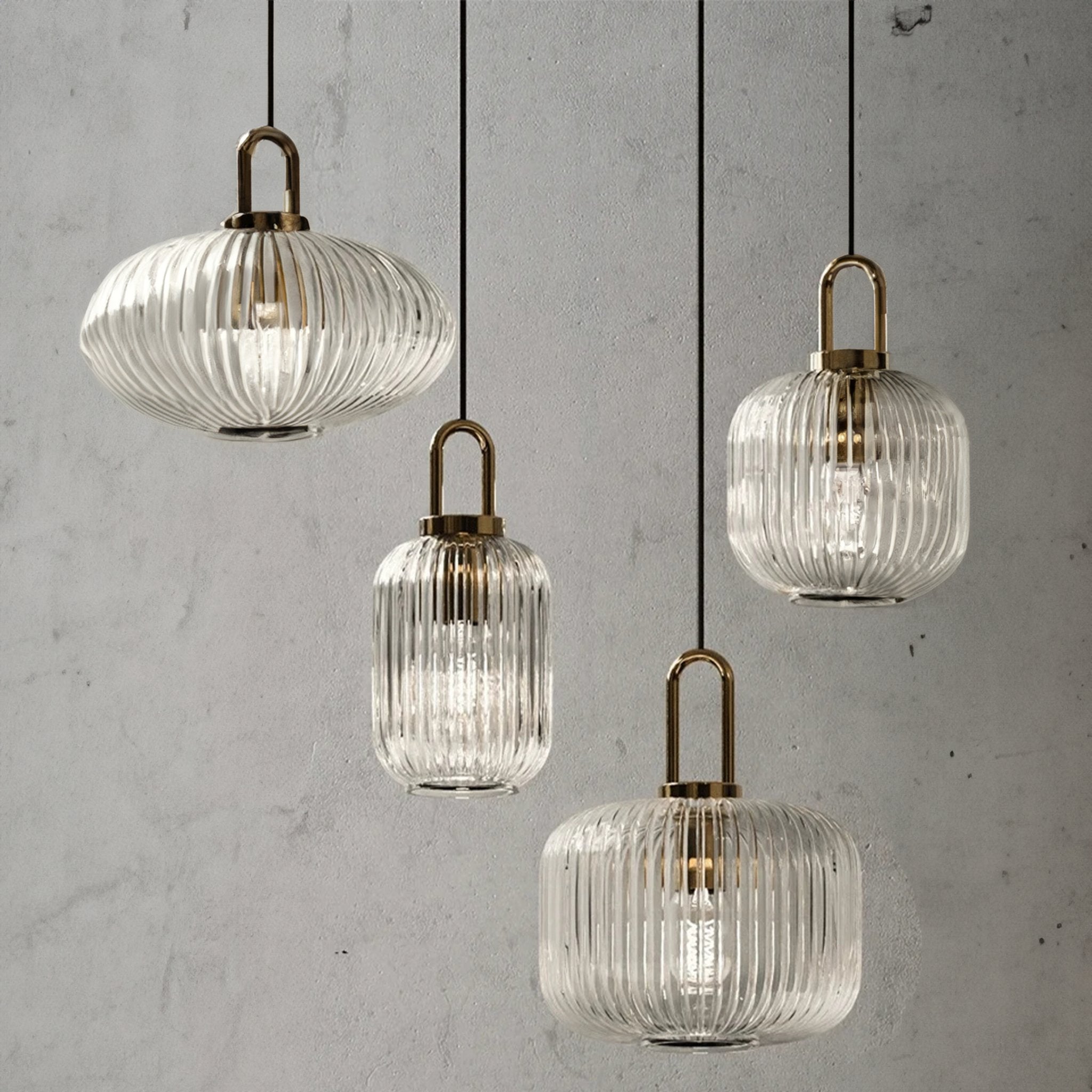 Italian Glass Ceiling Pendants • Clear • 2 - Pack - Ceiling Light - Haus of Interiors