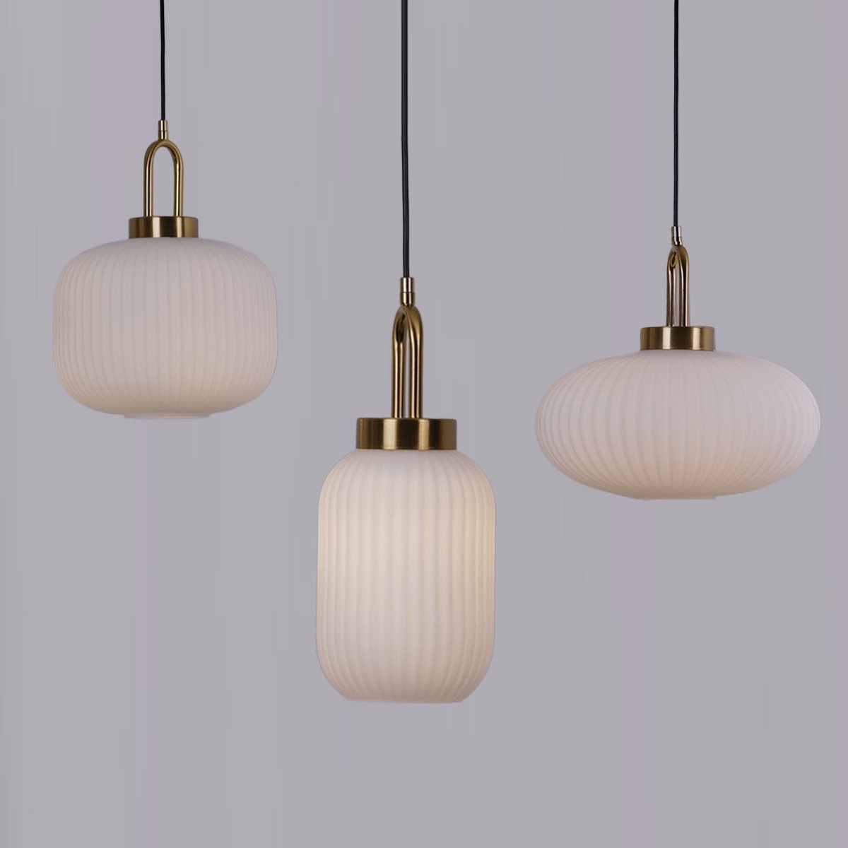 Italian Glass Ceiling Pendants • White • 2 Pack - Ceiling Light - Haus of Interiors