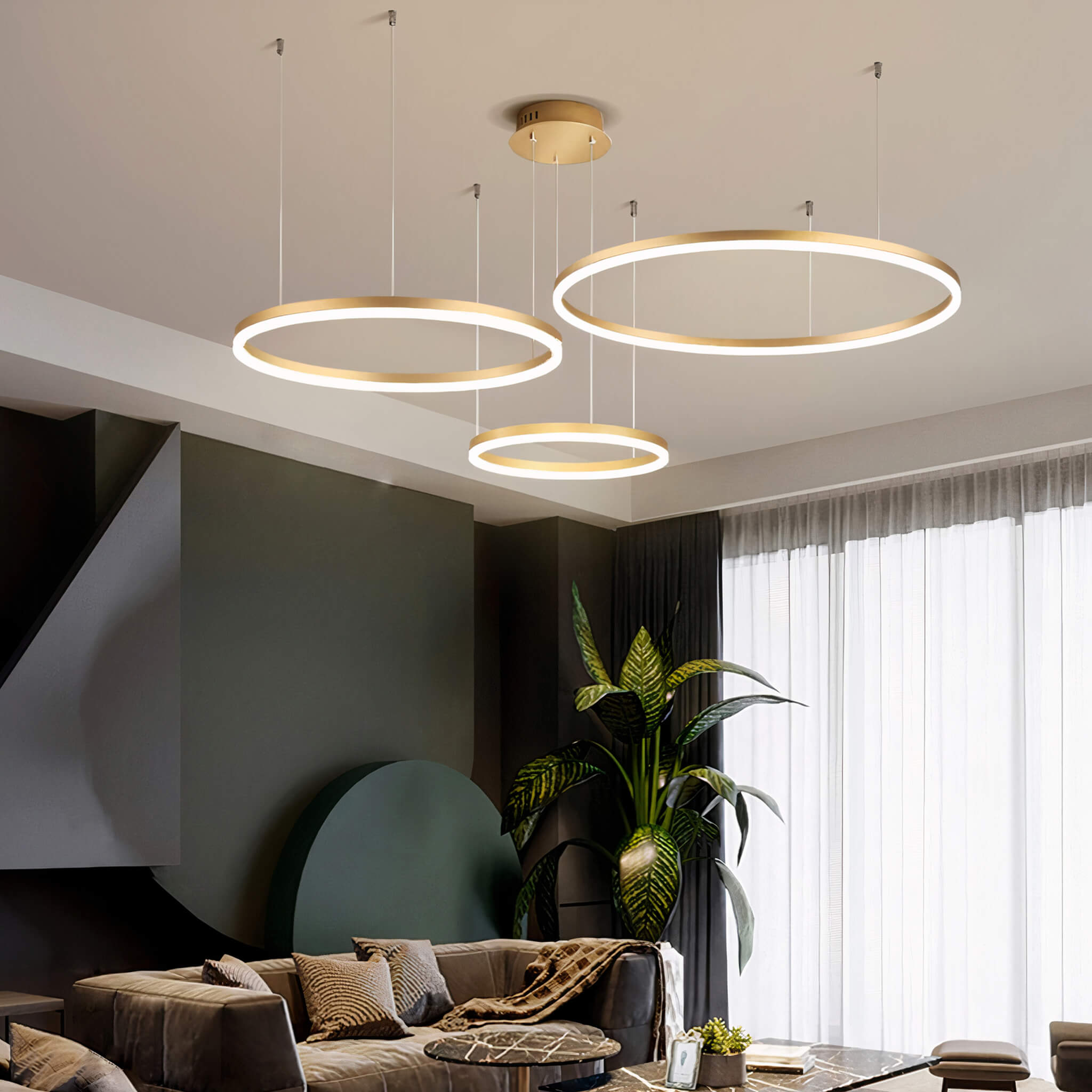 Nordic Rings Ceiling Light • Gold - Chandelier - Haus of Interiors